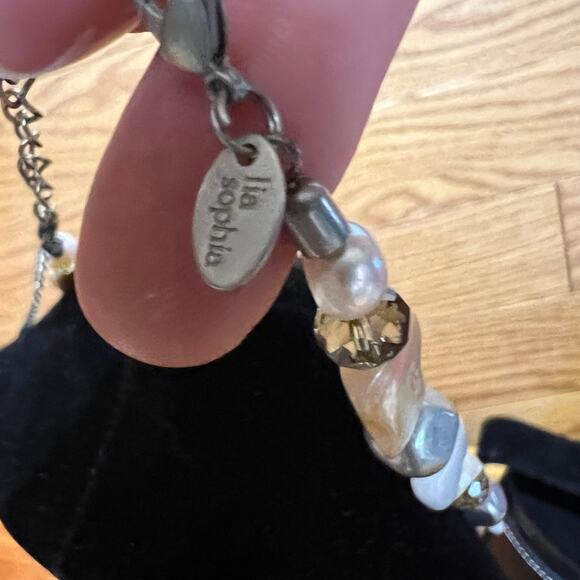 Lia Sophia Seascapes Mother Of Pearl Necklace & Earrings Set NEW Chunky Pearls - Picture 10 of 10